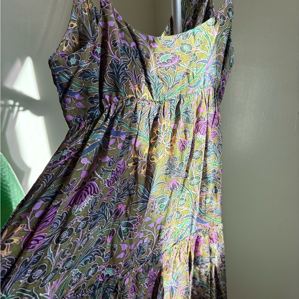 NATURAL LIFE Ella Sleeveless Paisley Maxi Dress in Purple Green M Medium